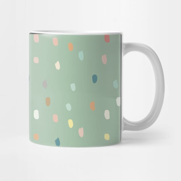 Cute Multicolor Dotty Pattern On Sage Green by Cato99